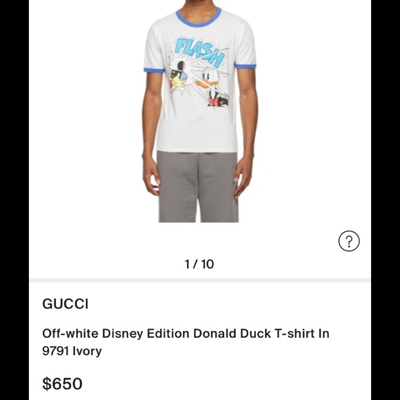 Gucci Off-white Disney Edition Flash Donald Duck T-shirt Sz L - Picture 9 of 9